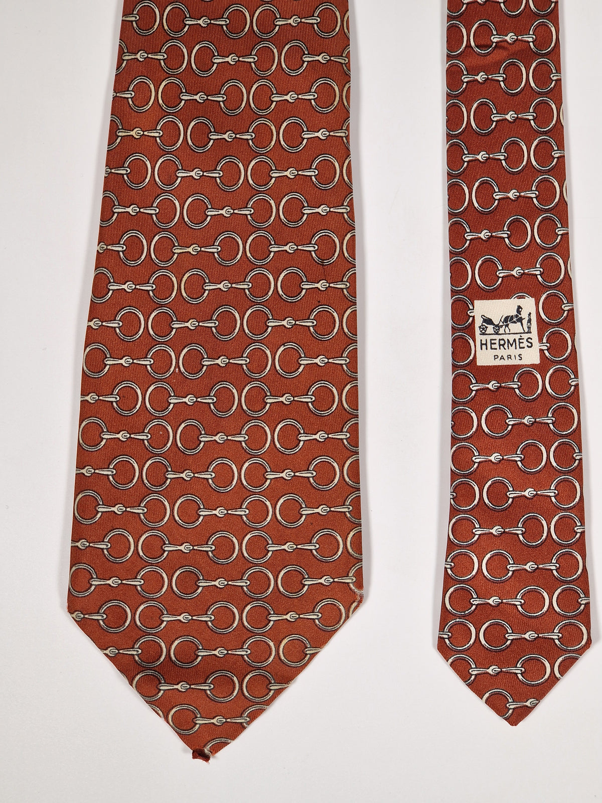 000624 Hermès tie brown equestrian pattern 624 TA