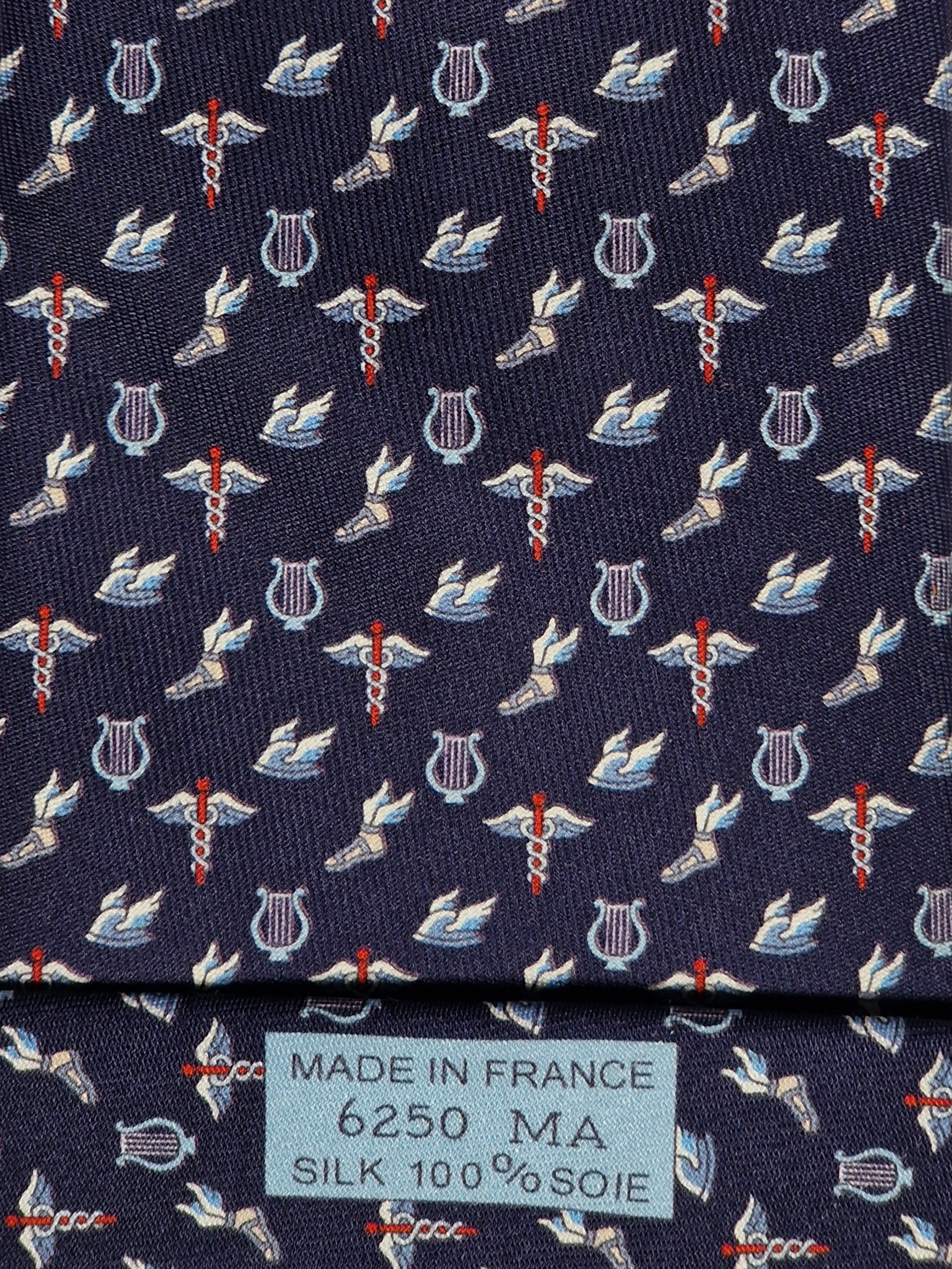 Hermès silk tie blu historical Hermès pattern 6250 MA