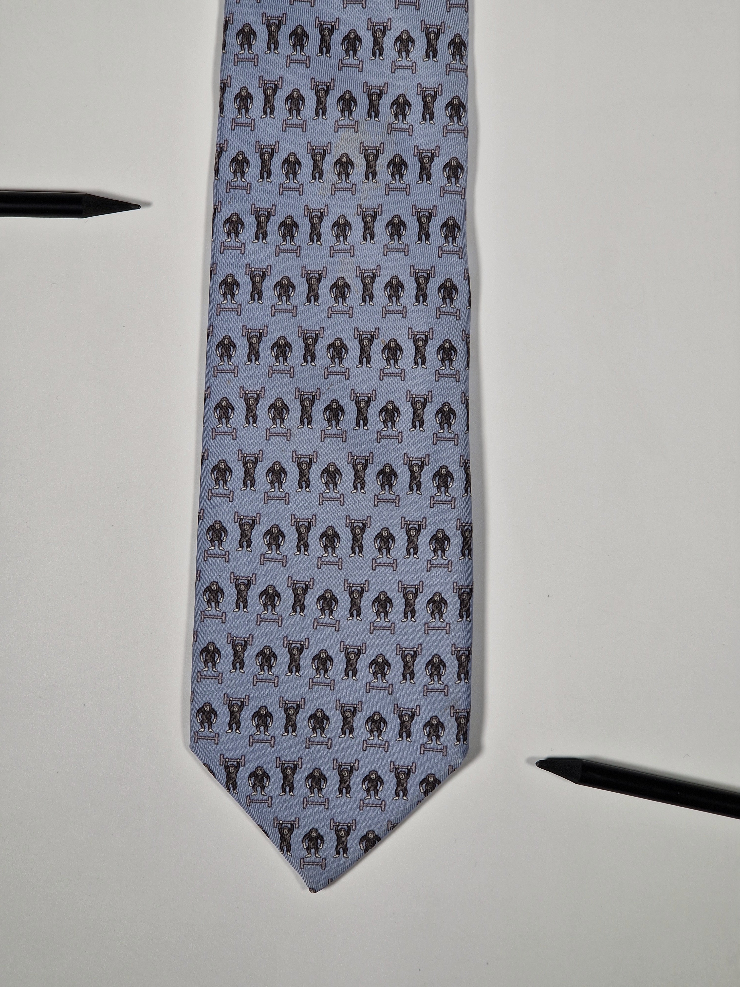 Hermès silk tie blue whimsical gym monkey 625660 EA