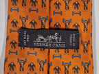 Hermès silk tie orange Monkey H pattern Whimsical 625660 EA
