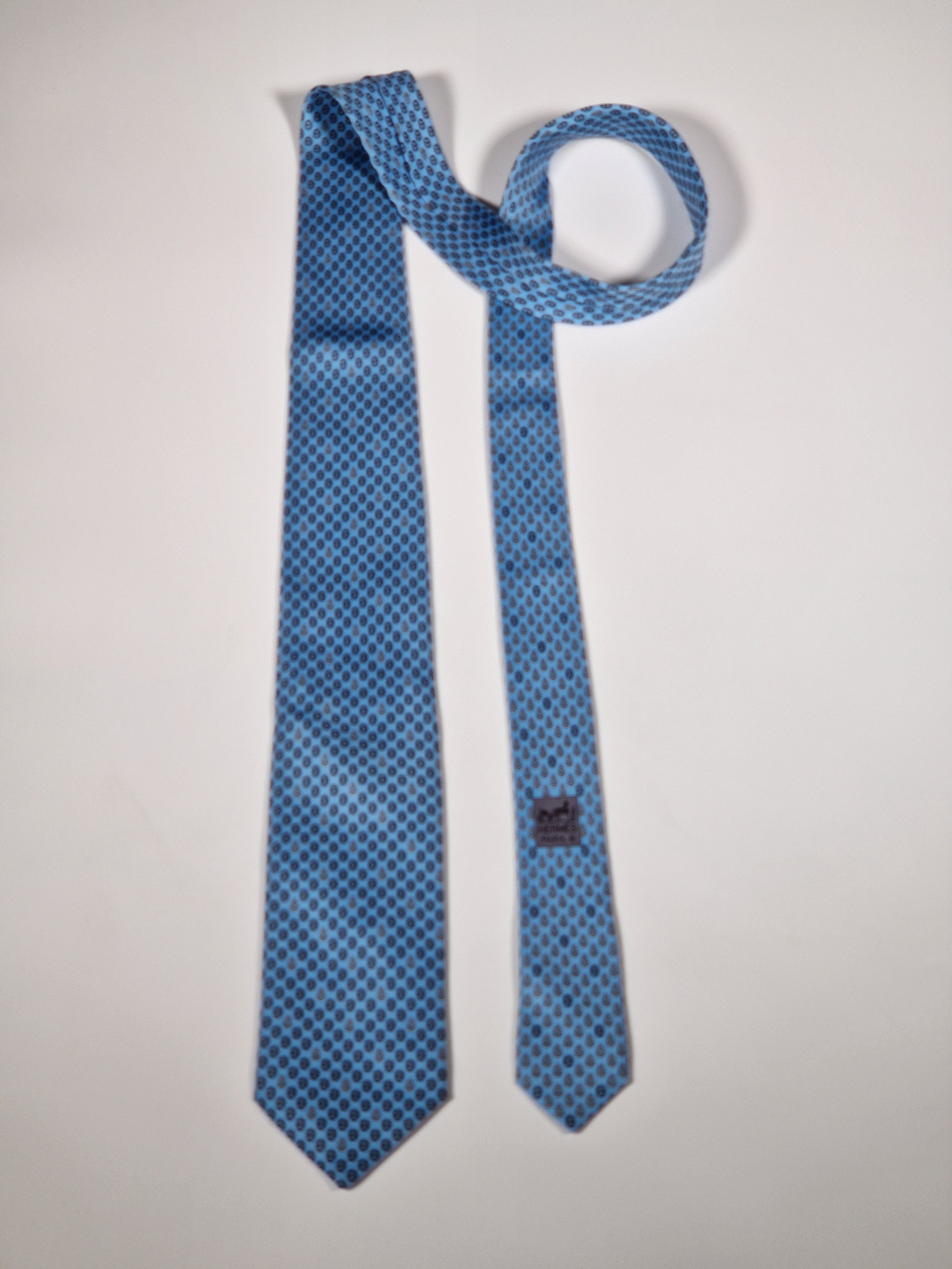 625683 Hermès tie blue navy pattern 625683 PA
