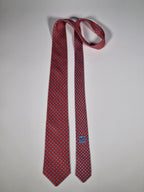 Hermès silk tie red whimsical elephant pattern 625780 HA