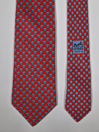 Hermès silk tie red whimsical elephant pattern 625780 HA