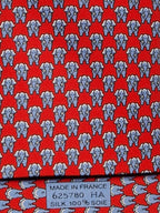 Hermès silk tie red whimsical elephant pattern 625780 HA