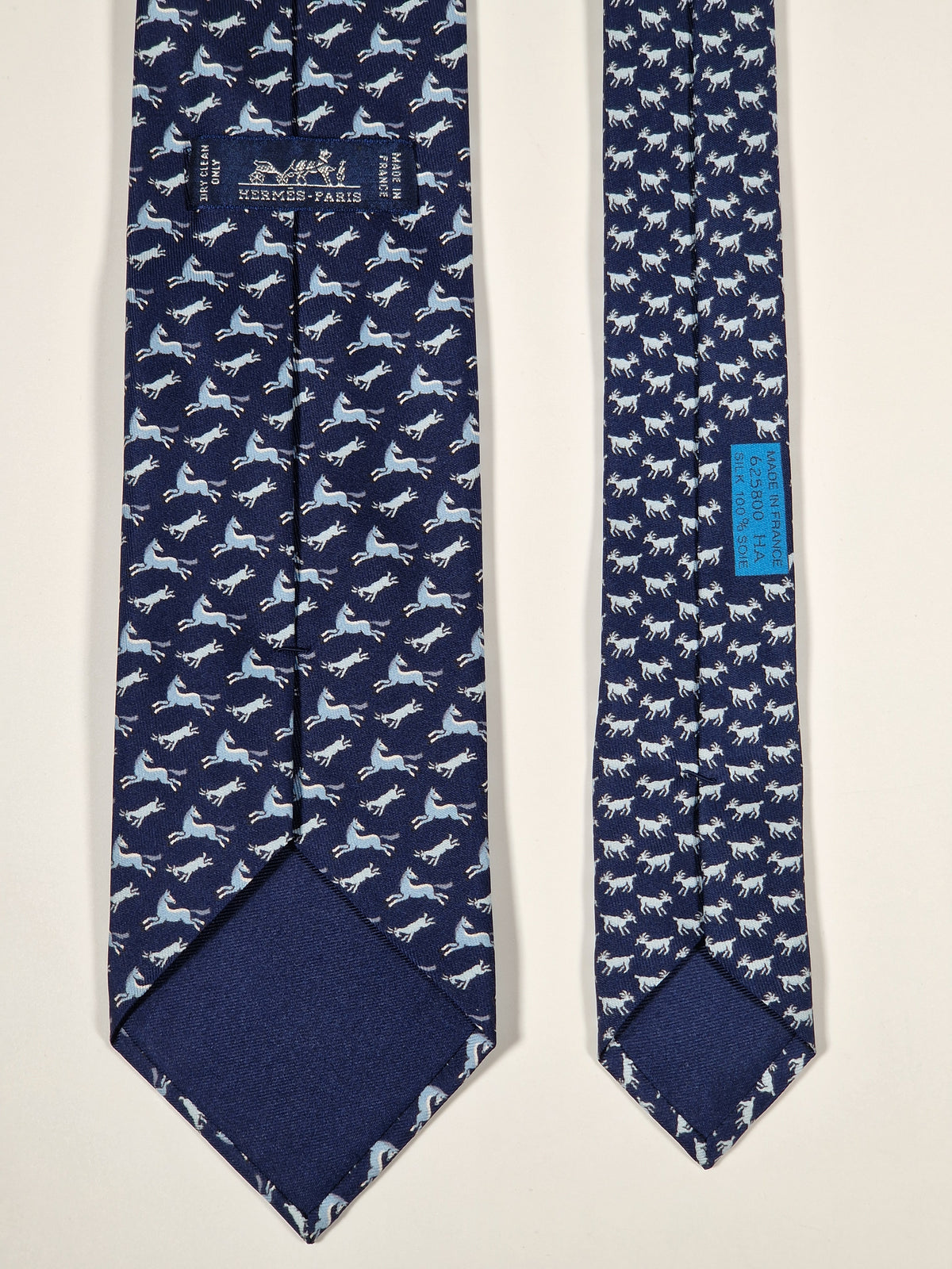 625800 Hermès tie blue horse and goat pattern 625800 HA