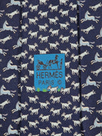 625800 Hermès tie blue horse and goat pattern 625800 HA
