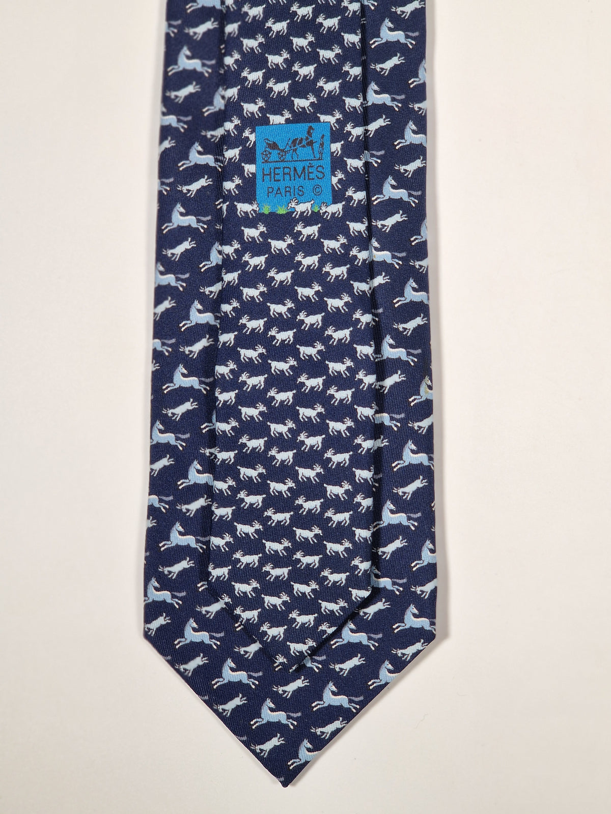 625800 Hermès tie blue horse and goat pattern 625800 HA