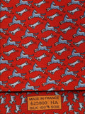 Hermès silk tie red whimsical horse and goat pattern 625800 HA