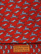 Hermès silk tie red whimsical horse and goat pattern 625800 HA