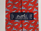 Hermès silk tie red whimsical horse and goat pattern 625800 HA