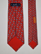 Hermès silk tie red whimsical horse and goat pattern 625800 HA