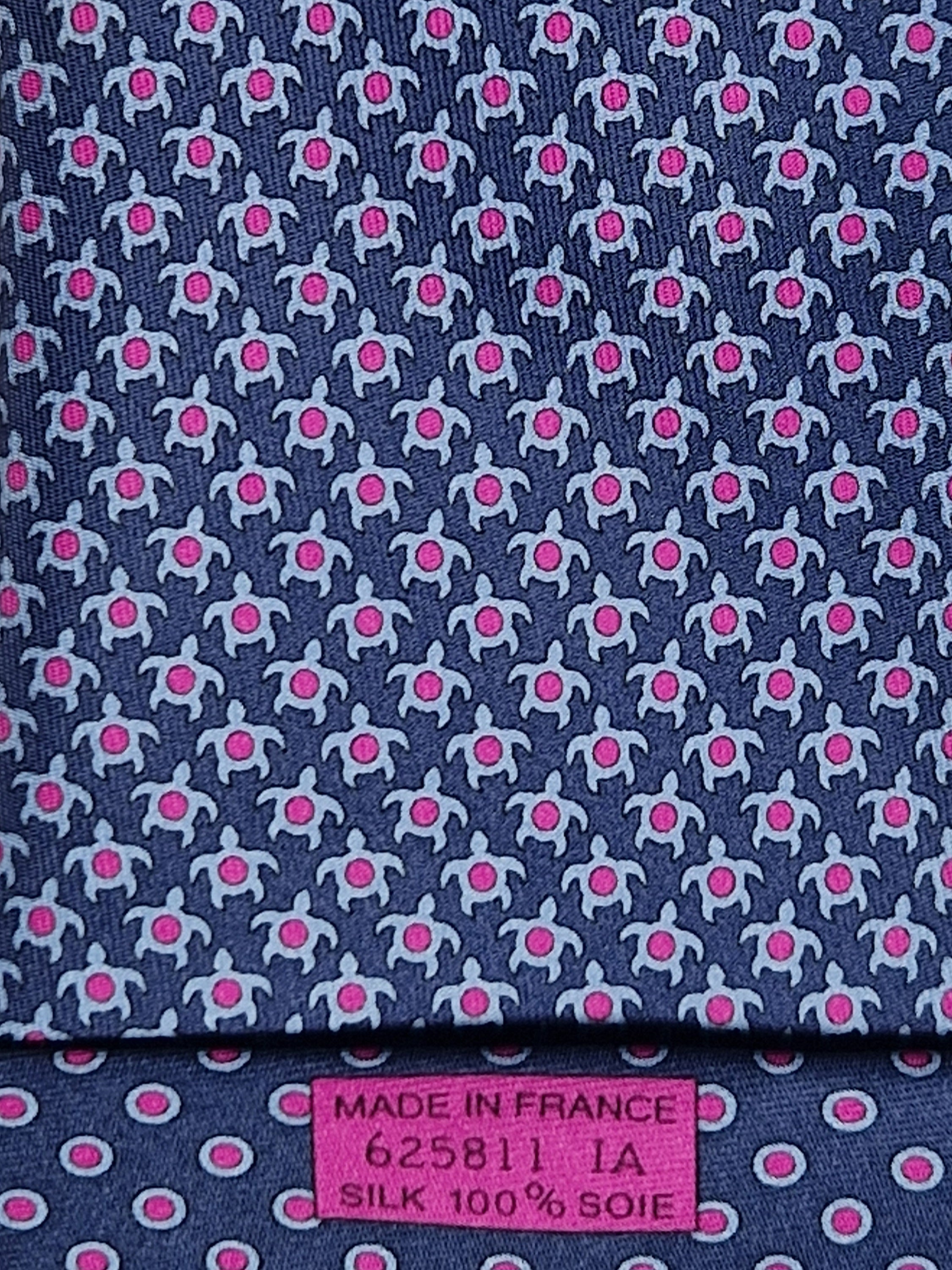 625811 Hermès silk tie blue turtle pattern 625811 TA