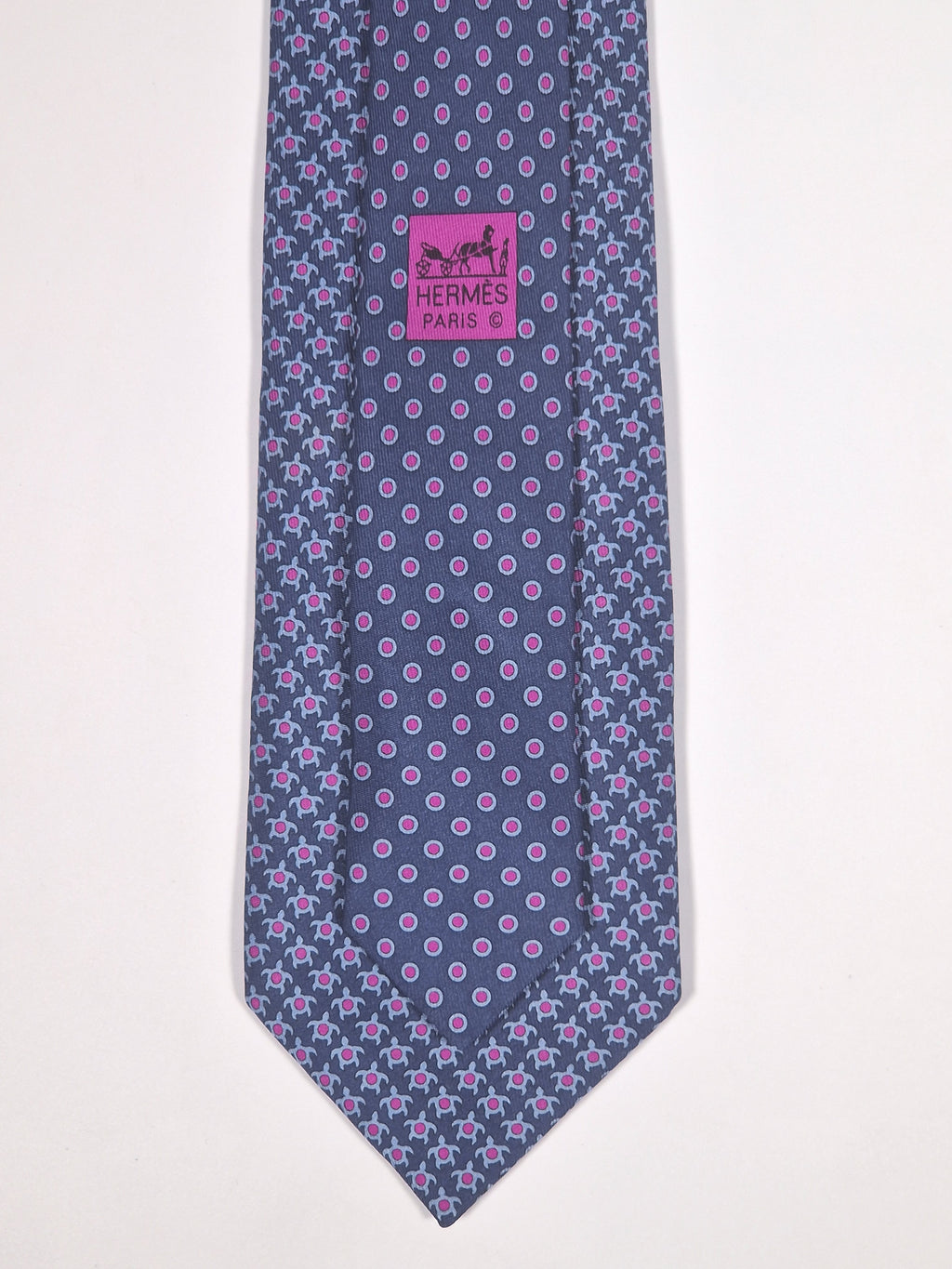 625811 Hermès silk tie blue turtle pattern 625811 TA