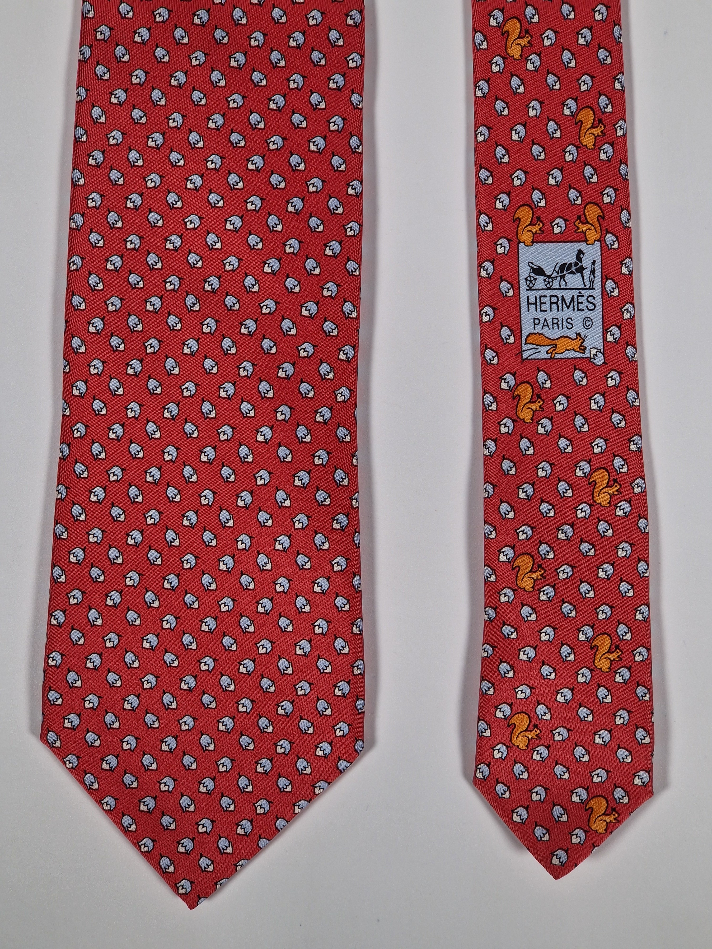 Hermès silk tie red squirrel and hazelnut 625851 IA