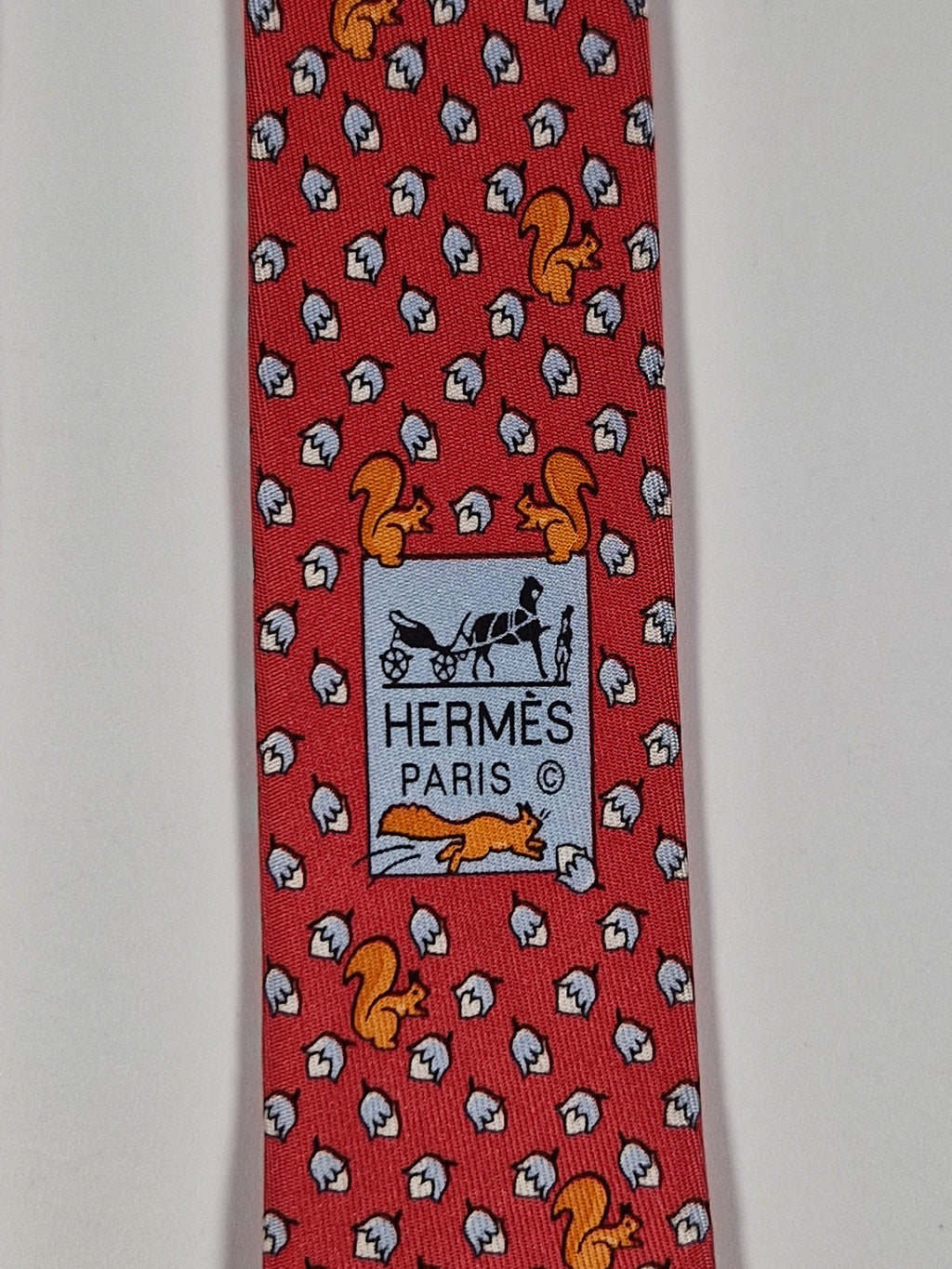Hermès silk tie red squirrel and hazelnut 625851 IA