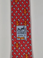 Hermès silk tie red squirrel and hazelnut 625851 IA