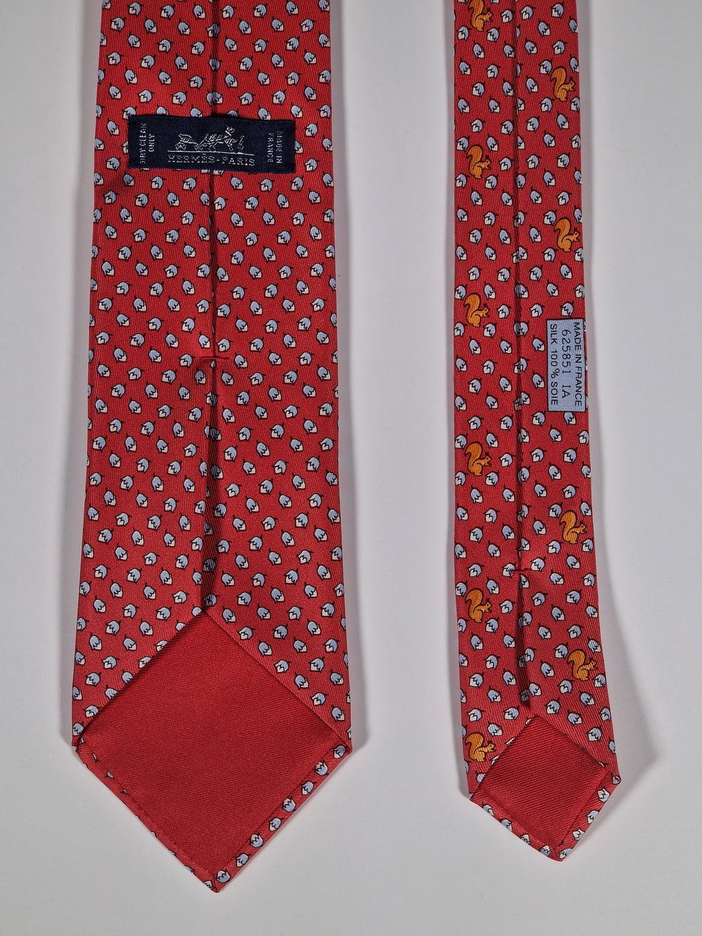 Hermès silk tie red squirrel and hazelnut 625851 IA