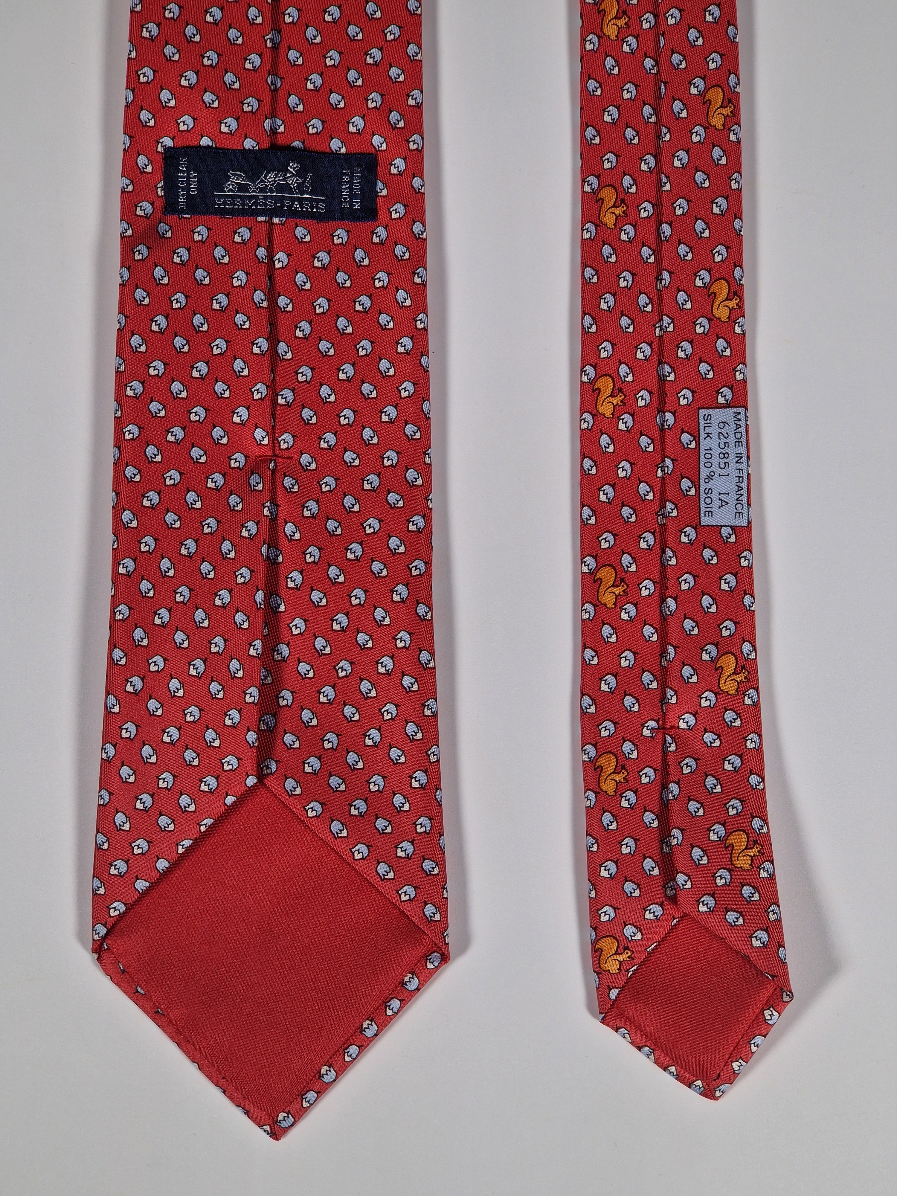 Hermès silk tie red squirrel and hazelnut 625851 IA
