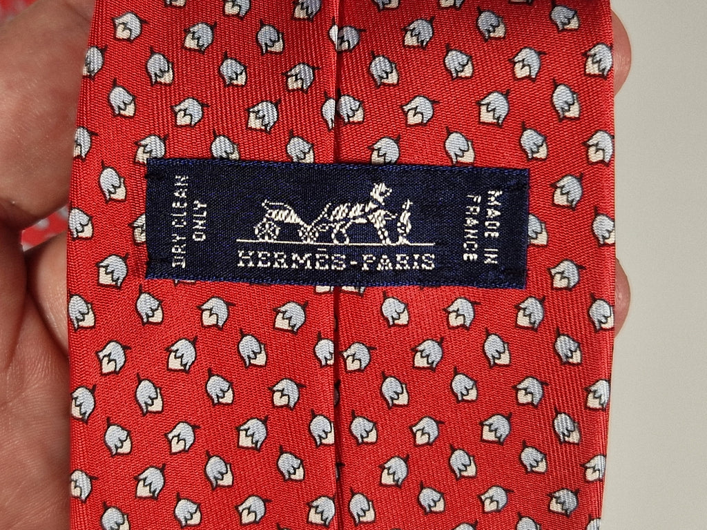 Hermès silk tie red squirrel and hazelnut 625851 IA