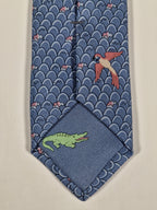 625890 Hermès tie blue whimsical  eggs and animal offspring 625890 SA