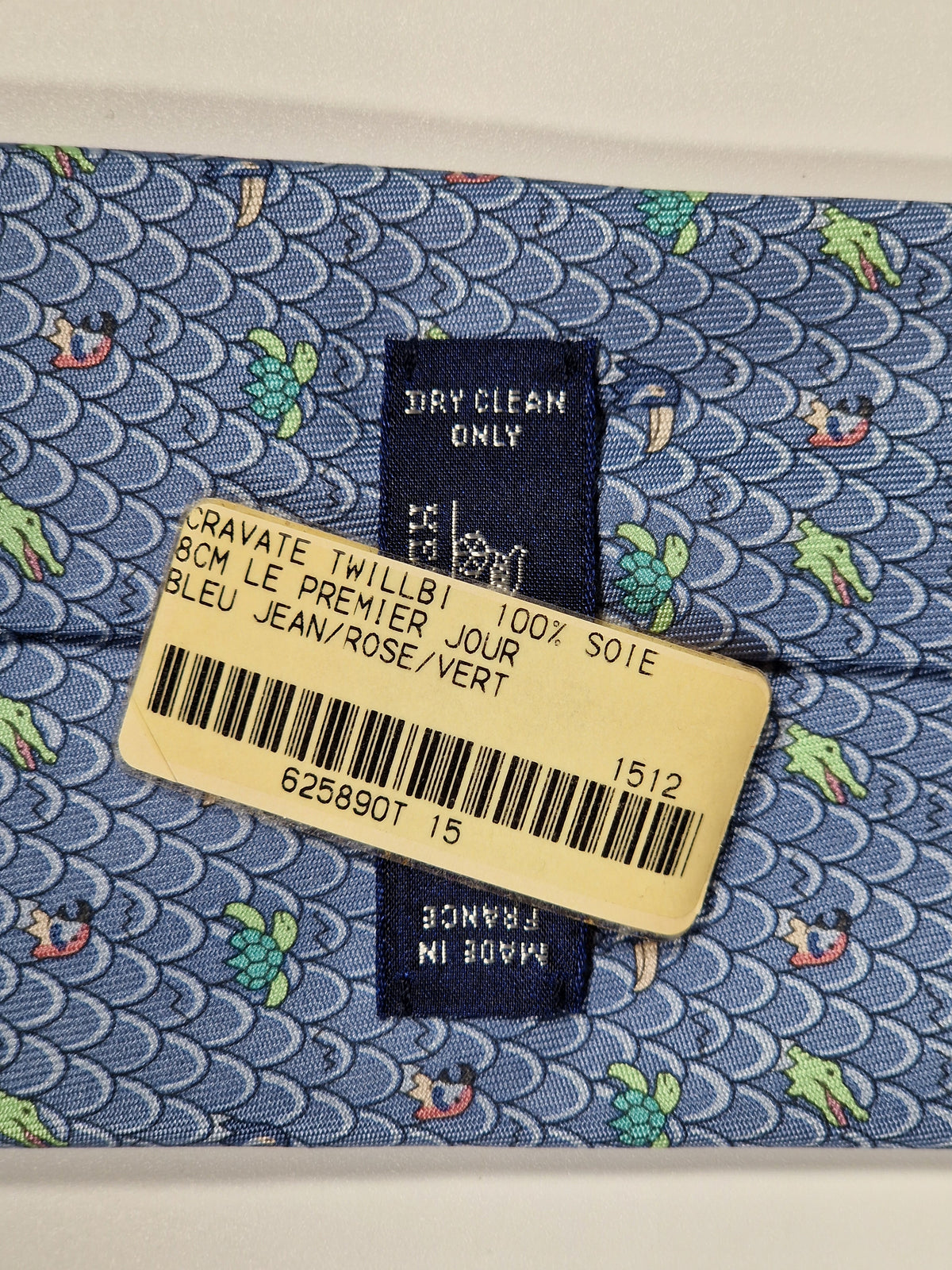625890 Hermès tie blue whimsical  eggs and animal offspring 625890 SA