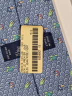 625890 Hermès tie blue whimsical  eggs and animal offspring 625890 SA