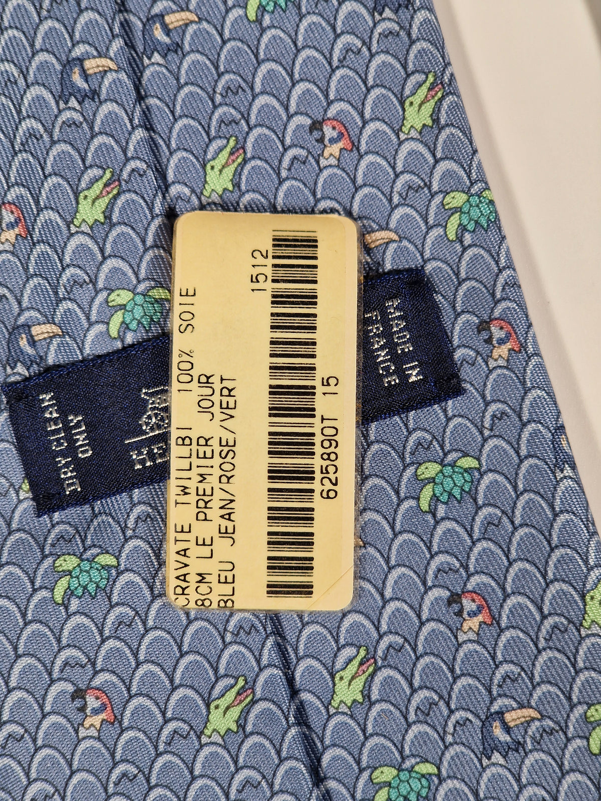625890 Hermès tie blue whimsical  eggs and animal offspring 625890 SA