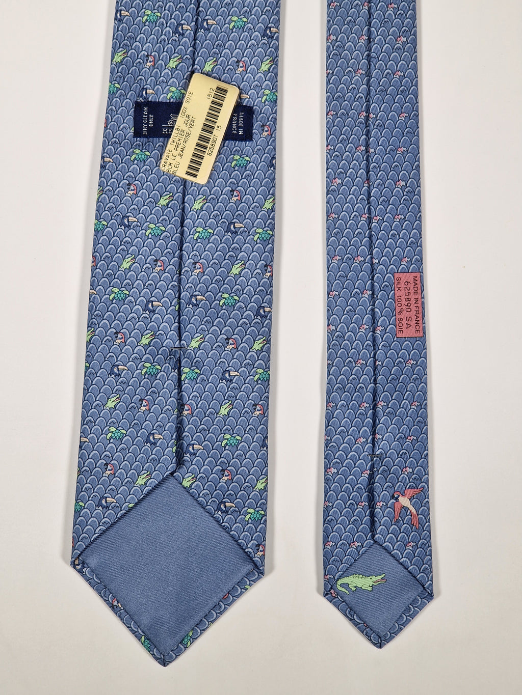 625890 Hermès tie blue whimsical  eggs and animal offspring 625890 SA