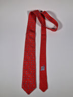 Hermès silk tie red eggs and anmals Hermès 625890 SA tie red