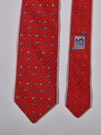 Hermès silk tie red eggs and anmals Hermès 625890 SA tie red