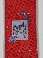 Hermès silk tie red eggs and anmals Hermès 625890 SA tie red