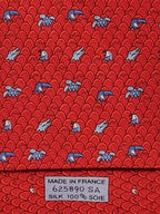Hermès silk tie red eggs and anmals Hermès 625890 SA tie red