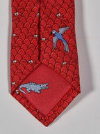 Hermès silk tie red eggs and anmals Hermès 625890 SA tie red