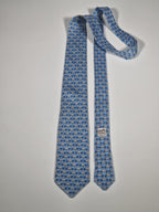 625891 Hermès silk tie blue whimsical lemures 625891 SA