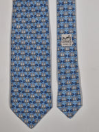 625891 Hermès silk tie blue whimsical lemures 625891 SA