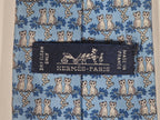 625891 Hermès silk tie blue whimsical lemures 625891 SA