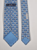 625891 Hermès silk tie blue whimsical lemures 625891 SA