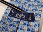 625891 Hermès silk tie blue whimsical lemures 625891 SA