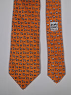 Hermès silk tie orange Horse Zebra H pattern 625897 SA