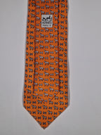 Hermès silk tie orange Horse Zebra H pattern 625897 SA
