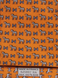 Hermès silk tie orange Horse Zebra H pattern 625897 SA