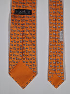 Hermès silk tie orange Horse Zebra H pattern 625897 SA