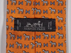 Hermès silk tie orange Horse Zebra H pattern 625897 SA