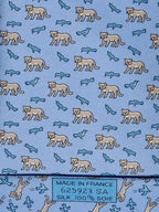 625923 Hermès tie blue bird and cat pattern 625923 SA