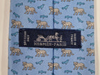 625923 Hermès tie blue bird and cat pattern 625923 SA