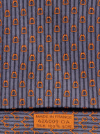 Hermès silk tie grey orange equestrian pattern 626009 OA