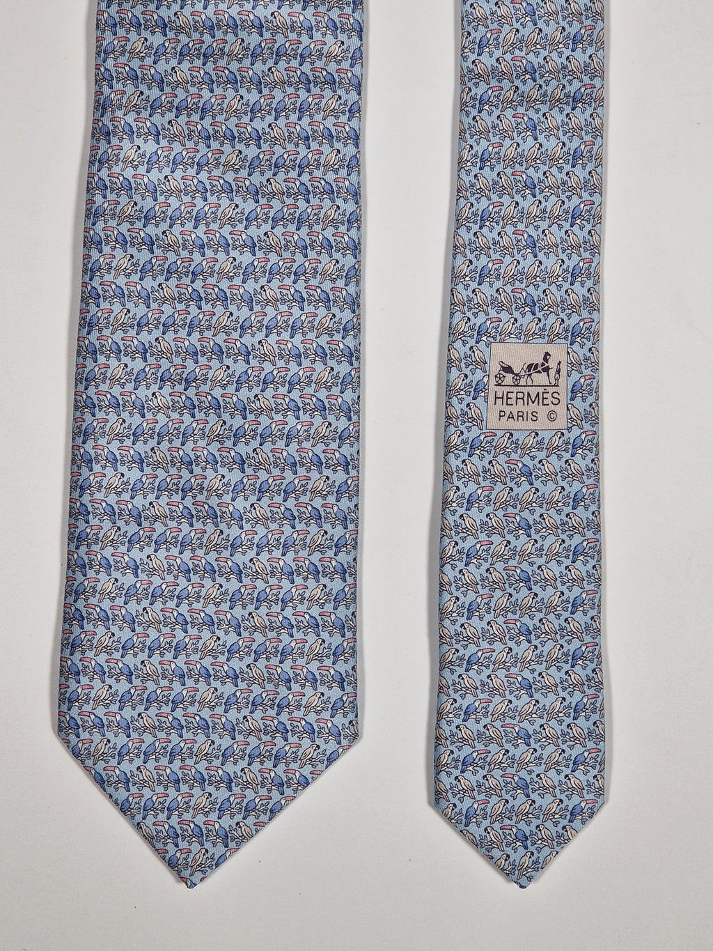 626025 Hermès silk tie blue bird pattern 626025 OA