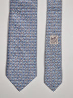 626025 Hermès silk tie blue bird pattern 626025 OA