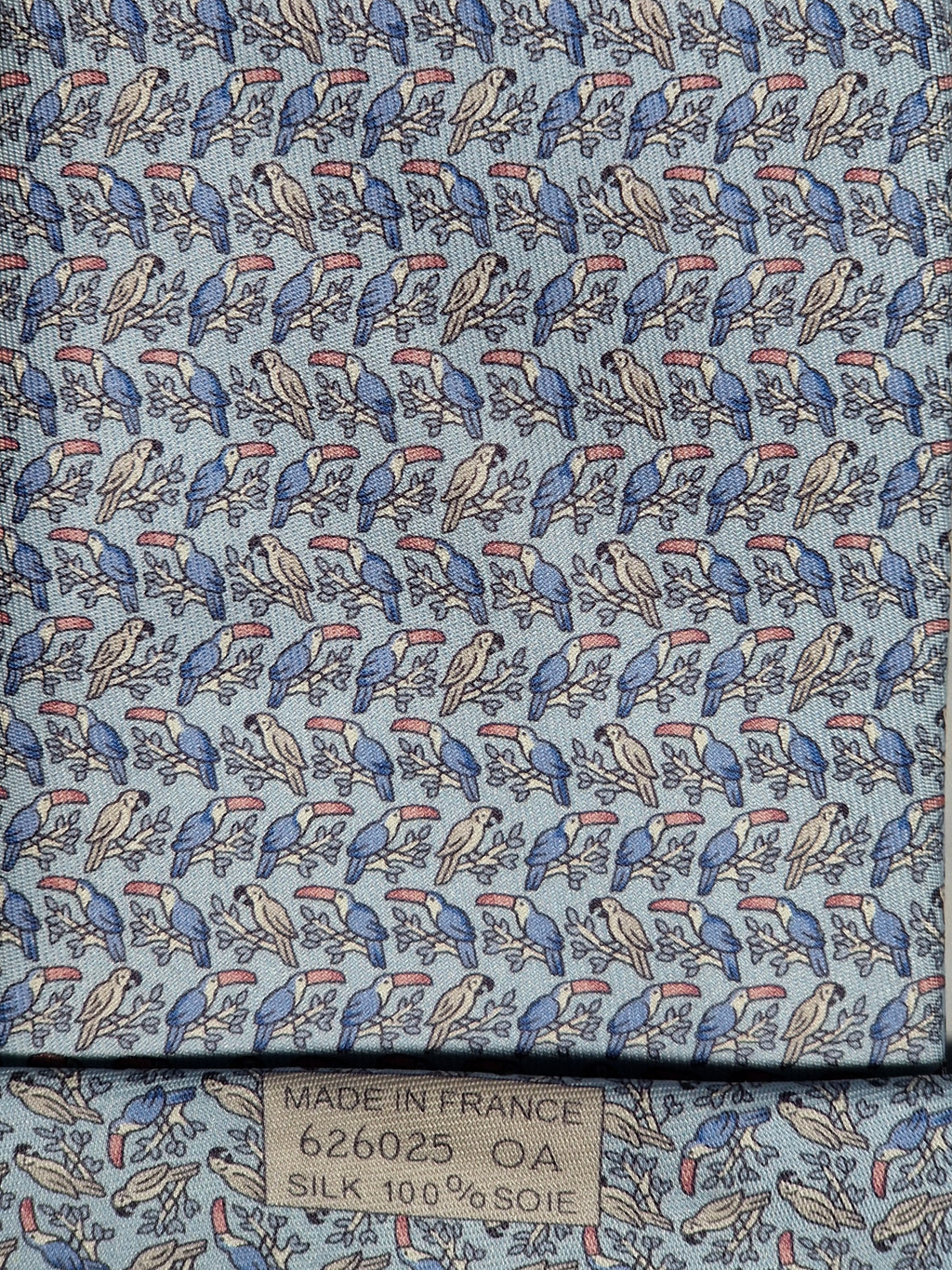 626025 Hermès silk tie blue bird pattern 626025 OA