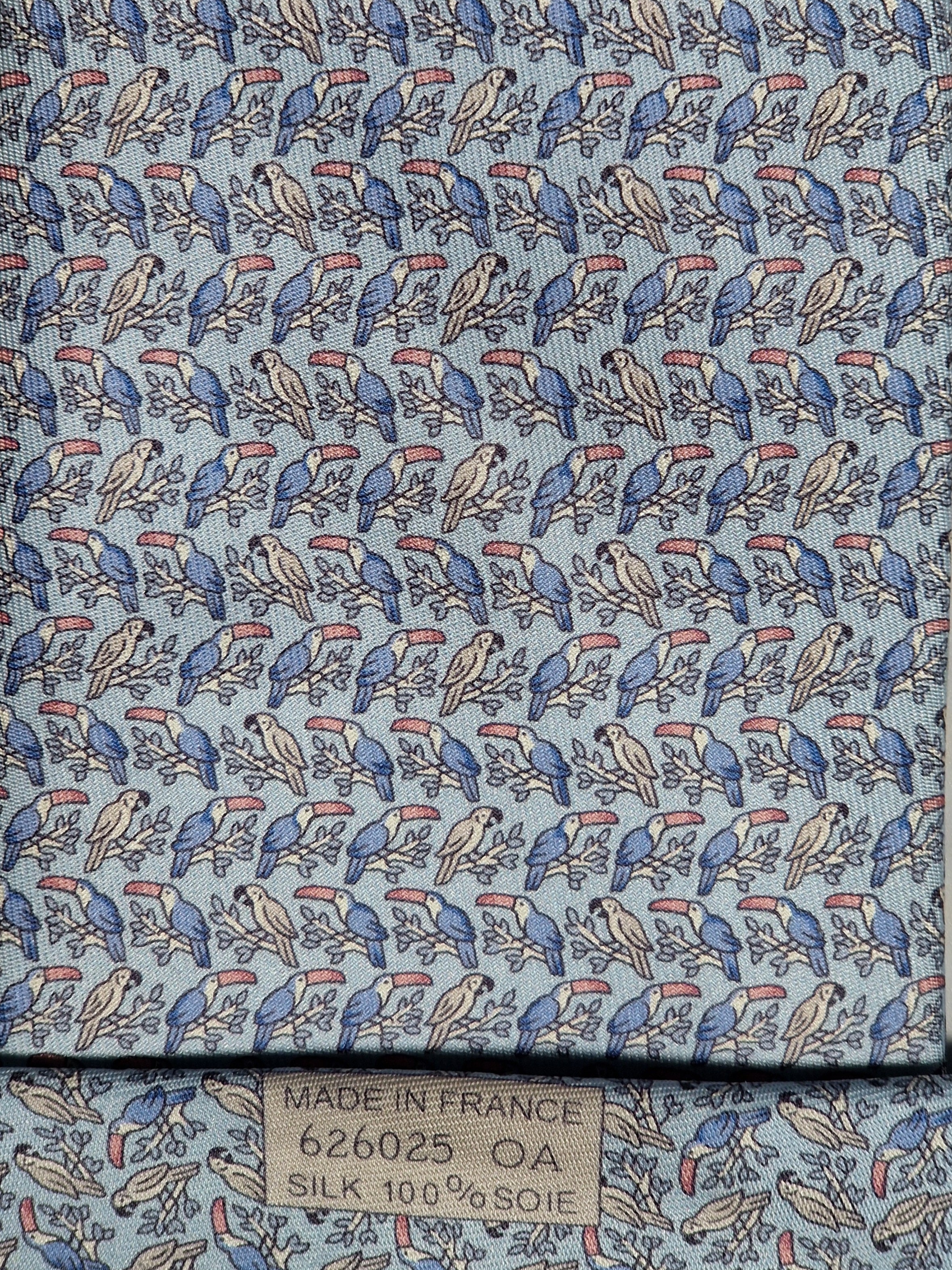 626025 Hermès silk tie blue bird pattern 626025 OA